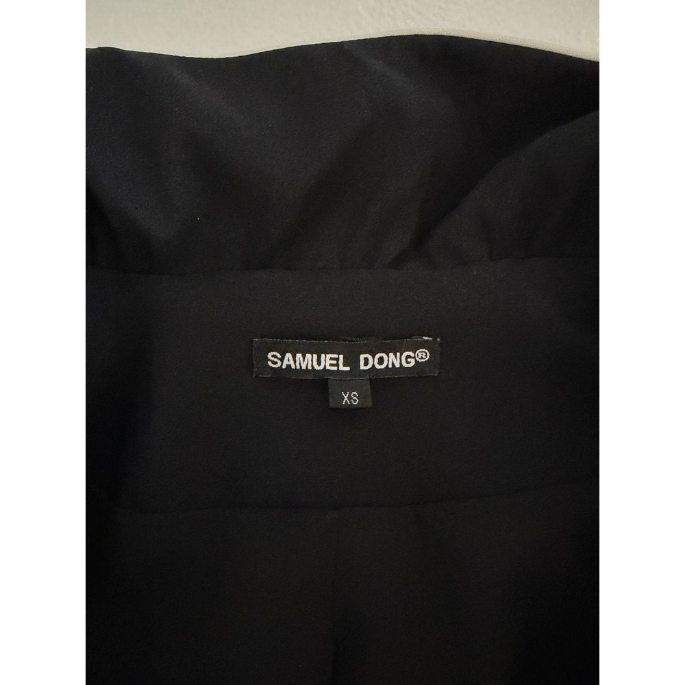 Samuel Dong Black Ruffle Avant Garde Belted Event Party Dress XS Sleeveless - Picture 3 of 10
